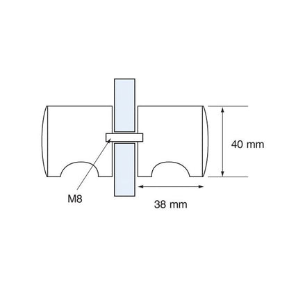 Brass Shower Knob 40mm ø CP Glass Thickness 6-12mm