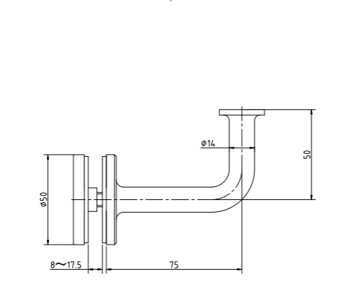 Handrail Bracket - Glass to Flat Handrail