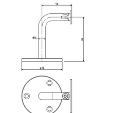 Adjustable Saddle Handrail Wall Bracket - Square - Grade 304