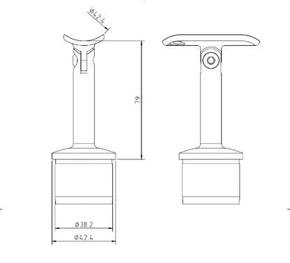 Handrail Bracket With Adjustable Saddle 304 For 42.4mm x 2.0 Diameter 42 - Upright
