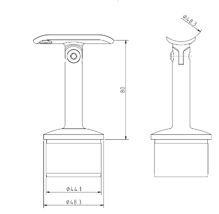 Handrail Bracket with Adjustable Saddle for 48mm x 2mm Post 48mm Handrail