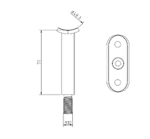 Handrail Stem With Thread - Fixed Saddle for 48.3mm Handrail 316