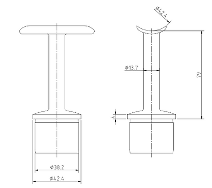 Handrail Bracket with Fixed Saddle for 42mm x 2mm Post & 42mm Handrail