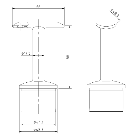 Handrail Bracket with Fixed Saddle for 48mm x 2mm Post 48mm Handrail