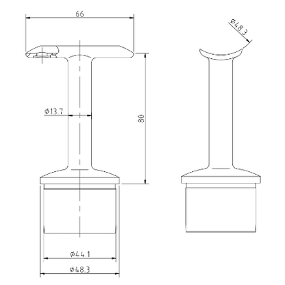 Handrail Bracket with Fixed Saddle for 48mm x 2mm Post 48mm Handrail
