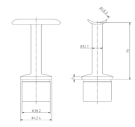 Handrail Bracket with Fixed Saddle for 42mm x 2mm Post 48mm Handrail