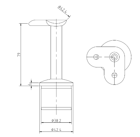 Handrail Brackets With 90° Saddle For 42.4mm Upright
