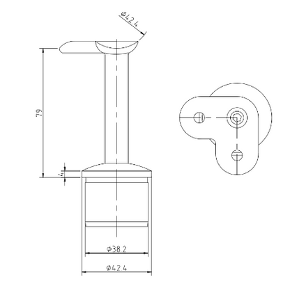 Handrail Brackets With 90° Saddle For 42.4mm Upright