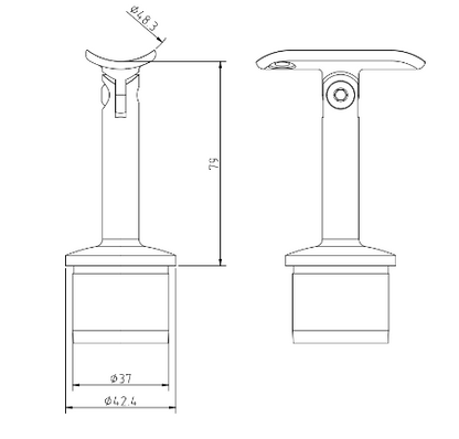 Handrail Bracket with Adjustable Saddle for 42mm x 2.6mm Post 48mm Handrail