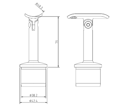 Handrail Bracket with Adjustable Saddle for 42mm x 2mm Post 48mm Handrail