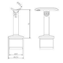 Handrail Bracket With Adjustable Saddle 304 For 42.4mm x 2.6 48 - Upright