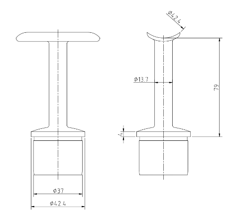 Handrail Bracket with Fixed Saddle for 42mm x 2.6mm Post 42mmm Handrail