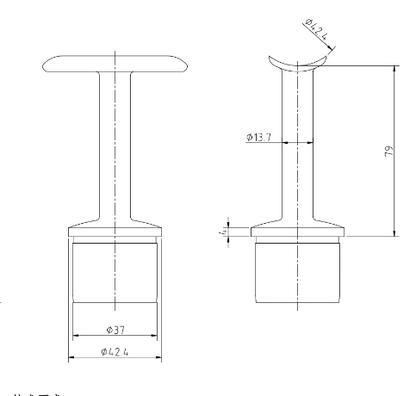 Handrail Bracket With Fixed Saddle 304 For 42.4mm x 2.6 Diameter 42 - Upright