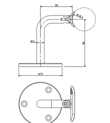 Adjustable Handrail Wall Bracket - 48.3mm - Grade 304