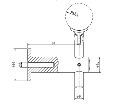 Handrail Bracket Wall - Tube - 42.4mm