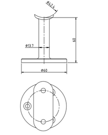 Handrail Bracket - Wall Support for 42.4mm Handrail