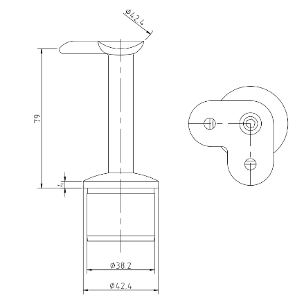 Handrail Bracket With 90° Saddle For 42.4mm Upright
