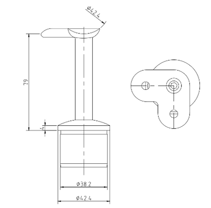 Handrail Bracket With 90° Saddle For 42.4mm Upright