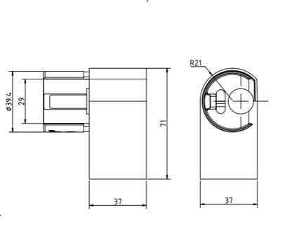 Round End Fitting For Slotted Tube (RIGHT)
