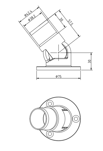 0-50 Degree Adjustable Wall Connector for 42mm Tube