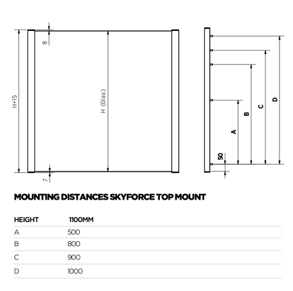 Skyforce, 2–Part Complete Set PROFILE ONLY, Aluminium, Mill Finish 1100MM - Top Mount