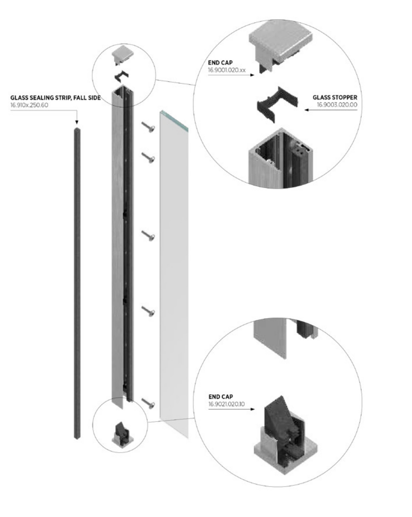 Skyforce, 2–Part Complete Set PROFILE ONLY, Aluminium, Anodised 1100MM - Side Mount