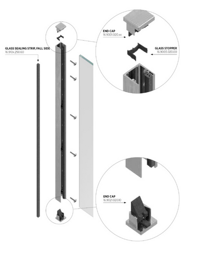 Skyforce, 2–Part Complete Set PROFILE ONLY, Aluminium, Mill Finish 1100MM - Side Mount