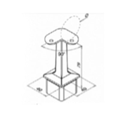 40mm x 40mm Square Adjustable Handrail Bracket For 42mm Tube
